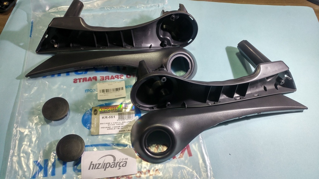 [KAYA KR551] Megane 2 Kapı Kolçağı Takım Siyah