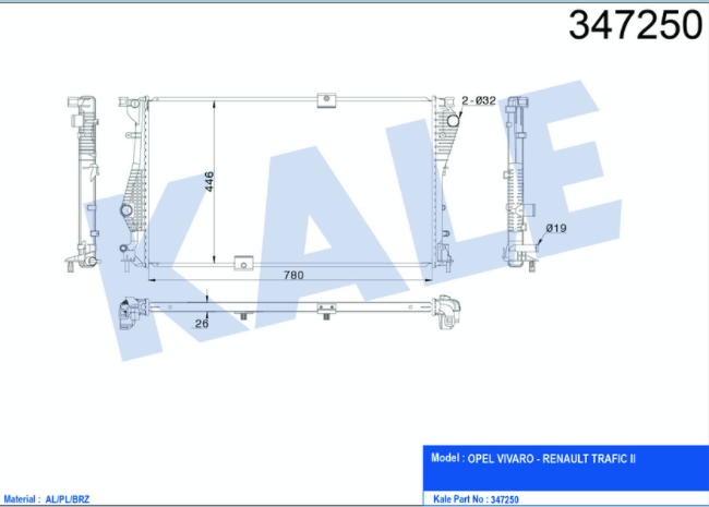 Trafic Komple Radyatör 2014- 2.0 M9R 214109682R 4406359 93865588