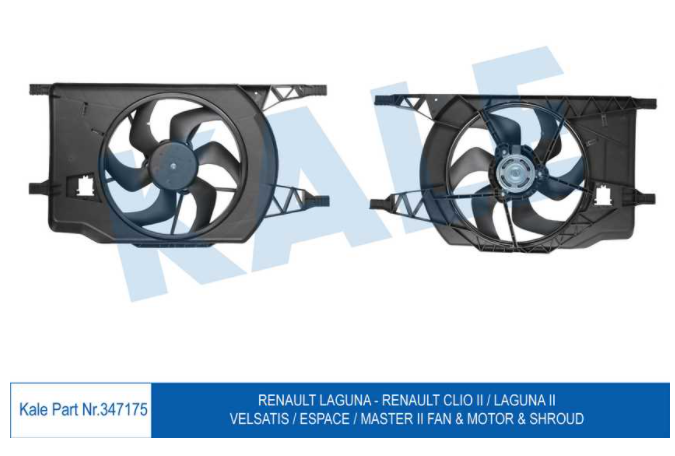 [KALE 347175] Master 2 03-10 Laguna 1 2 Fan Motoru Davlumbaz Şase Komple 7701049657