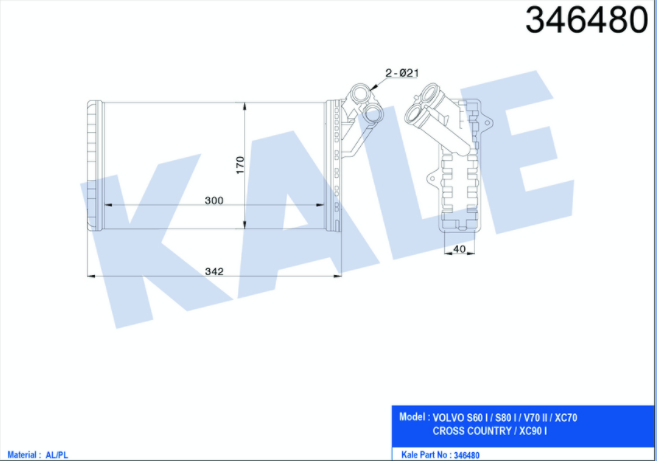 [KALE 346480] Scudo Expert Jumpy 1.9 Kalorifer Radyatörü 6448.A7