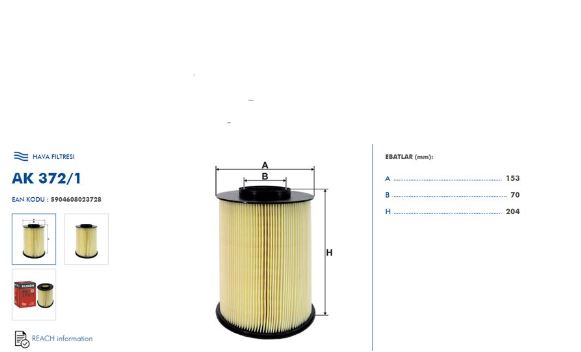 P207 Partner Tepee P407 P308 P3008 P301 1.6 Hdi Hava Filtresi AV619601AE