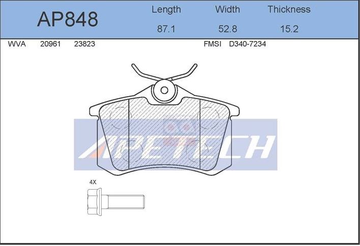 [APATECH AP848] Megane 2 3 Fluence P307 Arka Balata