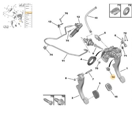 P308 07- P3008 09- C4 C5 Debriyaj Pedal Agrafı ( Plastiği ) 9820342980 Orjinal