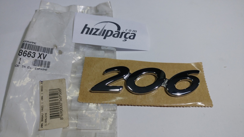 P206 Bagaj Yazı ( 206 ) 8663.Xv Orjinal