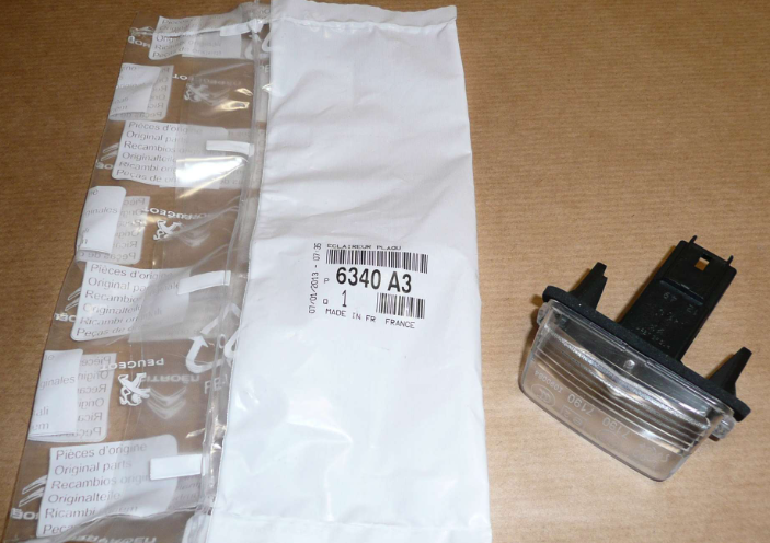 P206 P207 P406 P407 Partner Berlingo Plaka Lambası 6340.A3 Orjinal