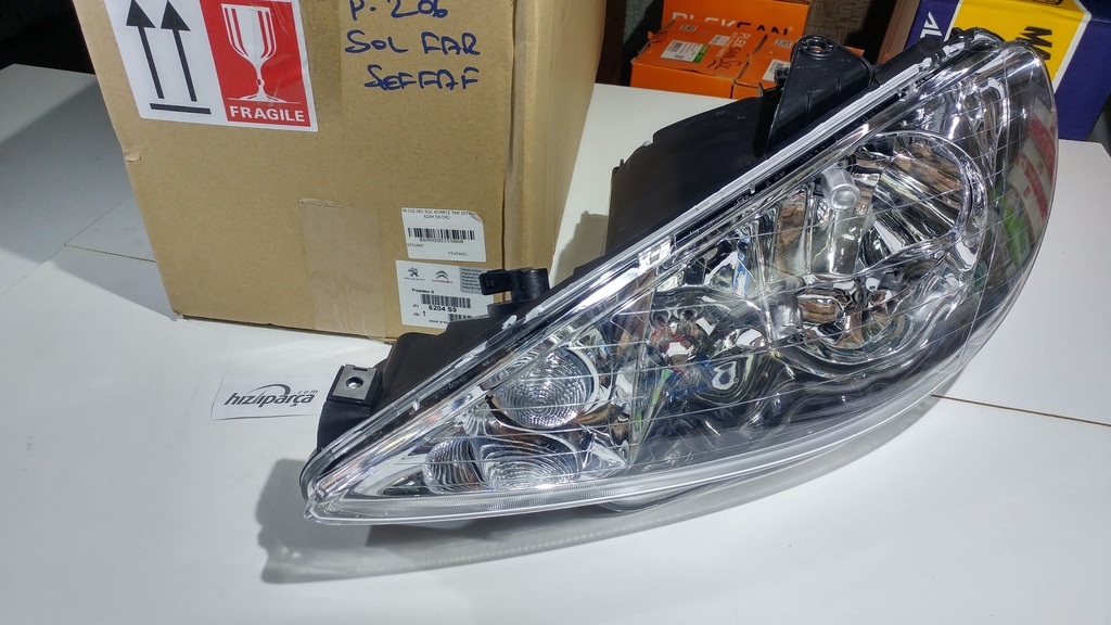 P206 (02-06) Sol Komple Far Şeffaf 6204.S9 Orjinal