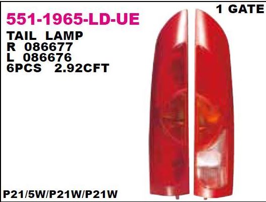 Kango 1998-2003 Komple Stop Kırmızı Tek Kapı Sol (Duysuz) 7700308715
