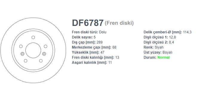 [TRW DF6787] Kadjar Qashqai X-Traıl Arka Fren Ayna Takım 432064EA0B