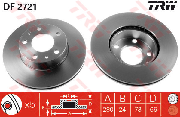 [TRW DF2721] Boxer Jumper Ducato (94-12) 14Q Ön Fren Ayna Havalı 280Mm 4249.K3