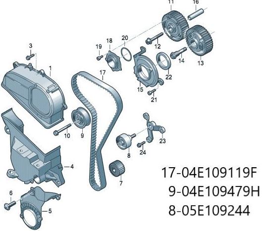 [SNR KD45784] Amarok Golf Caddy Passat Transporter 17- T5-T6 1.6 Tdi 2.0 Tdi Egzantirik Kiti (Triger Seti) + Devirdaim Sensörsüz 04E109119F