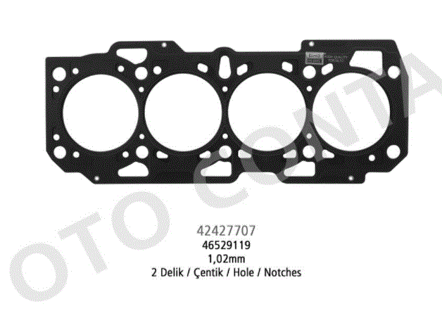 [OTOCONTA 42427707] Doblo Punto 1.9D 2000-2009 Skc Silindir Kapak Contası 1.0Mm 2 Delik 46529119
