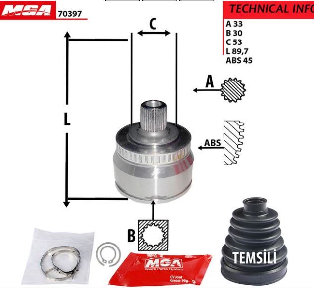 [MGA-70397] Passat 97-05 Audi A4 97-05 Audi A6 97-05 Dış Aks Kafası 8D0498099B