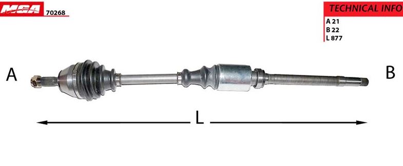 [MGA-70268] P306 1.4 1.6 Komple Aks Sağ Abssiz 3273.Q2