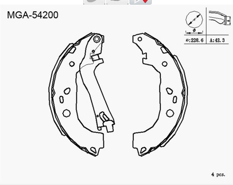 [MGA 54200] Albea Idea Doblo 2000-2009 Arka Balata Kampana Balata